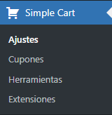 menú-de-administración-wp-simple-shopping-cart