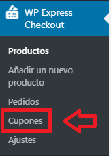 menu-administracion-cupones-wp-express-checkout-plugin