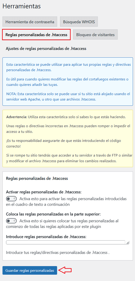 pestaña-reglas-personalizadas-de-htaccess-aios