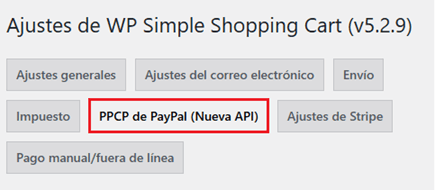 pestaña-de-ajustes-de-ppcp-de-paypal-nueva-api-wp-simple-shopping-cart