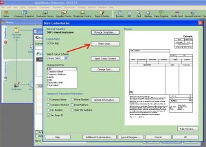 QuickBooks select logo button on the form