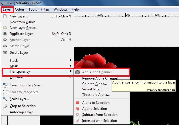 gimp make transparent