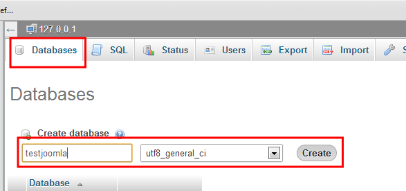 install-joomla-local-creaate-new-database