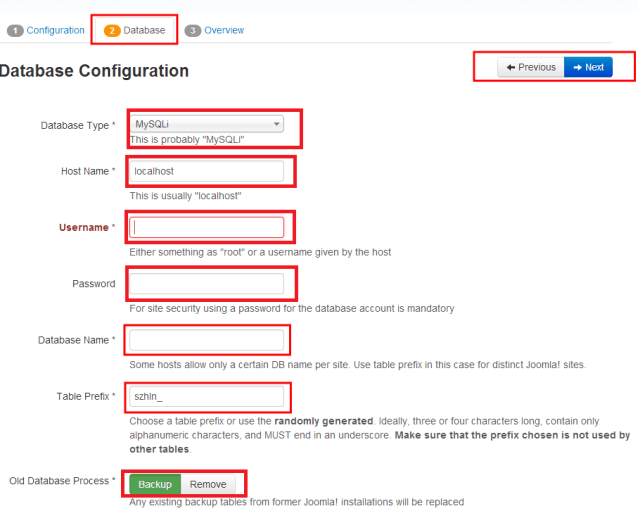 install-joomla-local-database-next-previous