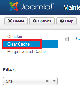 delete joomla3 cache-clear-cache