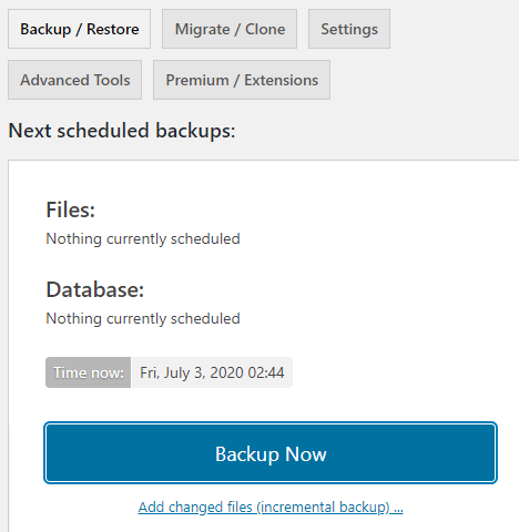 wp backup scheduler restore