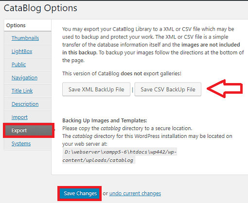 catablog-options-export-settings