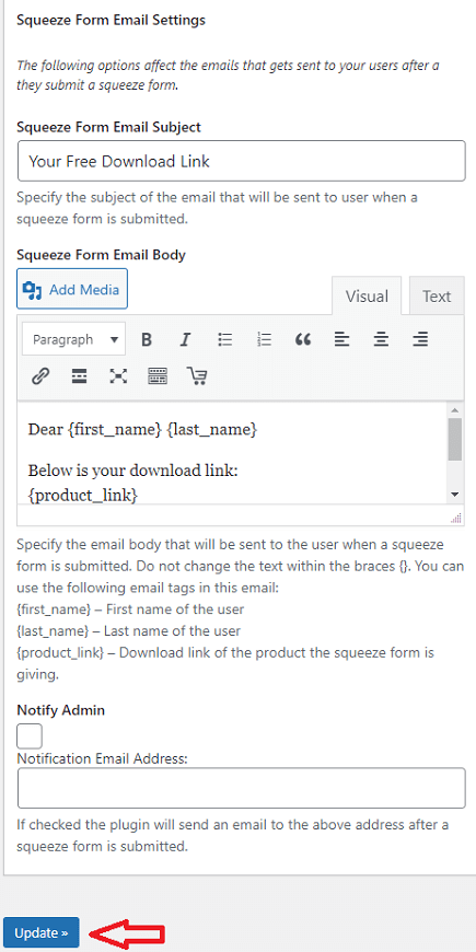wp-estore-plugin-squeeze-form-email-settings