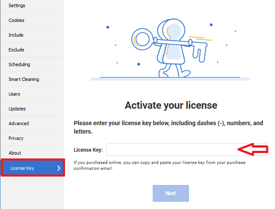 Ccleaner options about enter license key