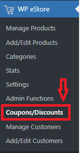 wp-eStore-plugin-coupons-discounts-side-admin-menu