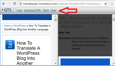 web-page-translated-menu-options
