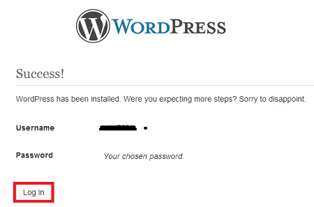 install-wordpress-local-instalation-successful