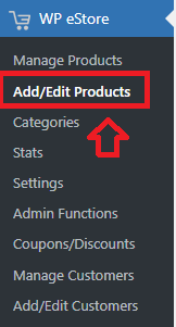 wp-eStore-plugin-add-edit-products-sidebar-admin-menu