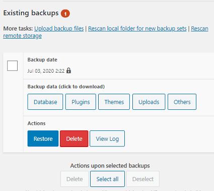 Download backuped log files