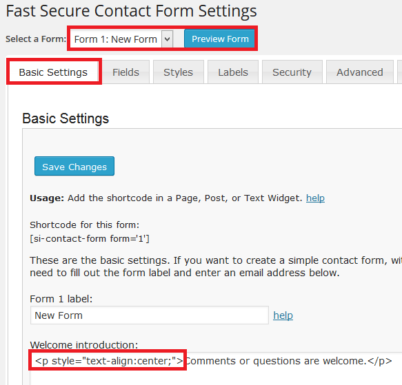 fast-secure-contact-form-basic-settings-center-style