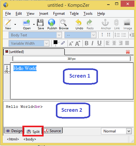 kompozer-split-view