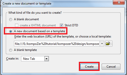 kompozer-template-new-document