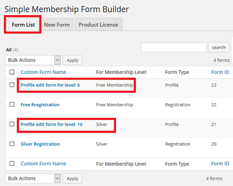wordpress-simple-membership-form-builder-list