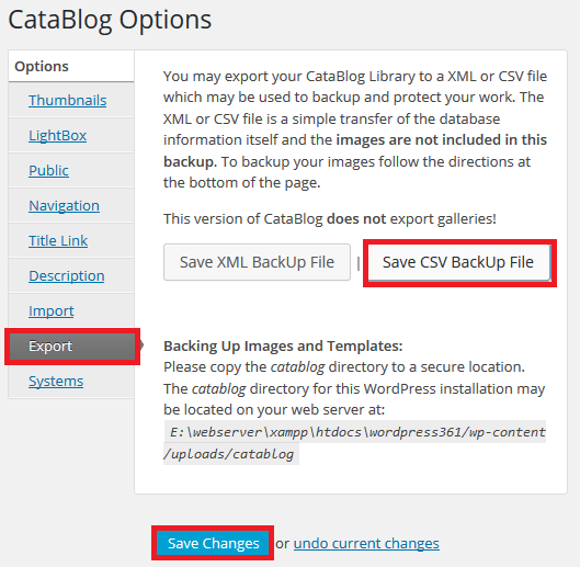 catablog-options-export