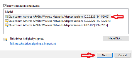 atheros wlan driver windows 10