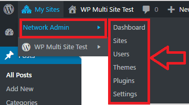 wordpress-multisite-setup-network-admin-menu