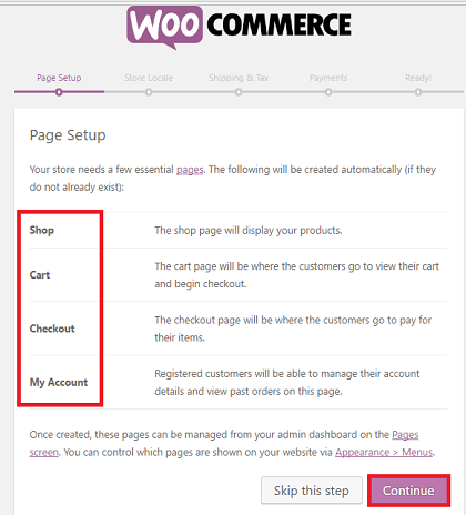 woocommerce-installation-pages-created