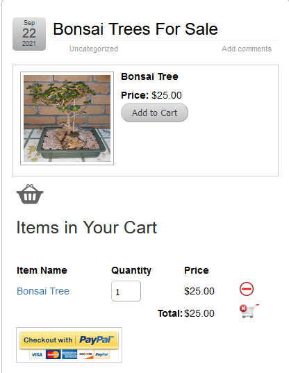 wordpress-eStore-plugin-bonsai-tree-cart-items