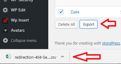 wordpress-redirection-plugin-404s-export-csv-file