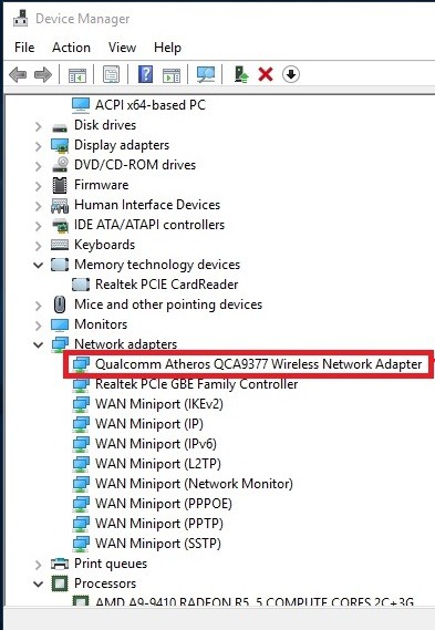 qualcomm atheros qca9377 driver for acer e5