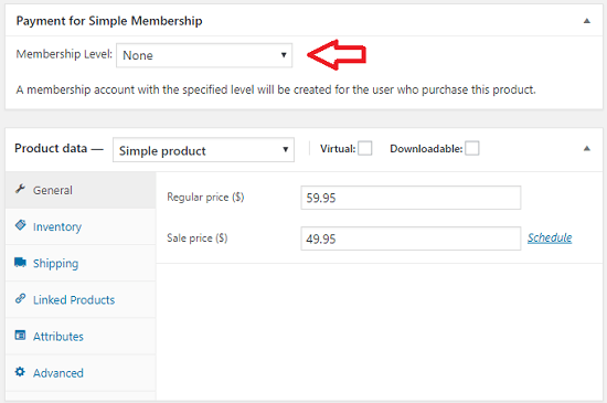 wordpress-simple-membership-woocommerce-product-addon-settings