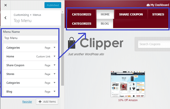 clipper-theme-top-menu-customizer