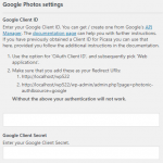 WP Photonic Plugin Google Photo Settings