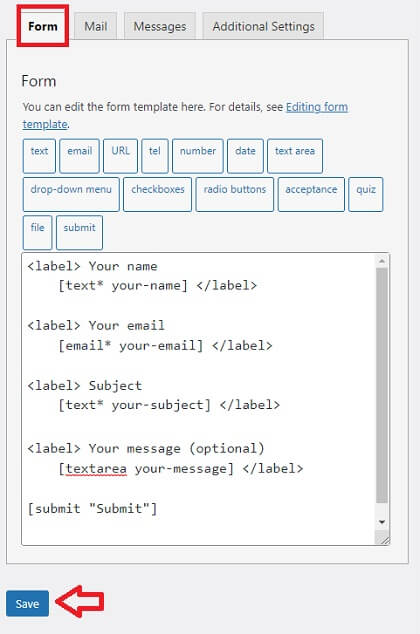wp-contact-form-7-default-form-template-configuration