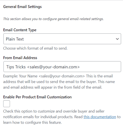 wp-express-checkout-general-email-settings