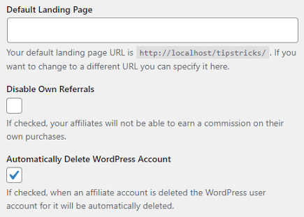 WordPress affiliates manager advanced settings part1
