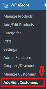 wp-eStore-plugin-add-edit-customers-sidebar-admin-menu